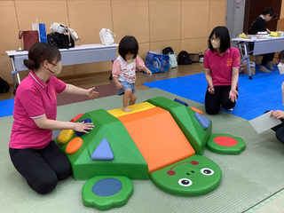 すべり台を登る様子